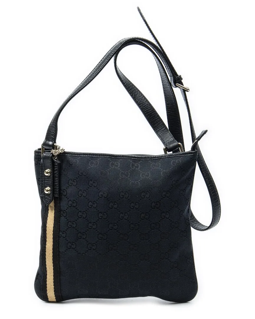 Black Monogrammed Canvas Web Jolicoeur Crossbody (authentic Pre-Loved) by Gucci