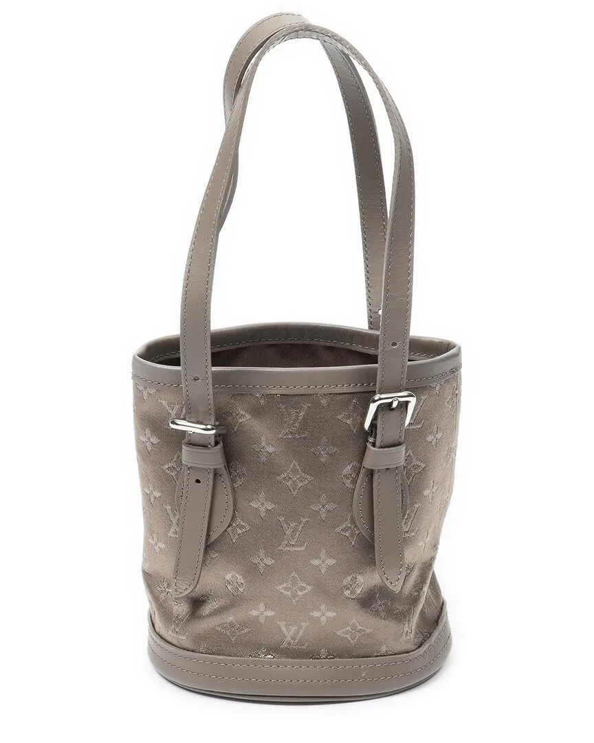 Taupe Monogram Satin Micro Mini Bucket (authentic Pre-Loved) by Louis Vuitton