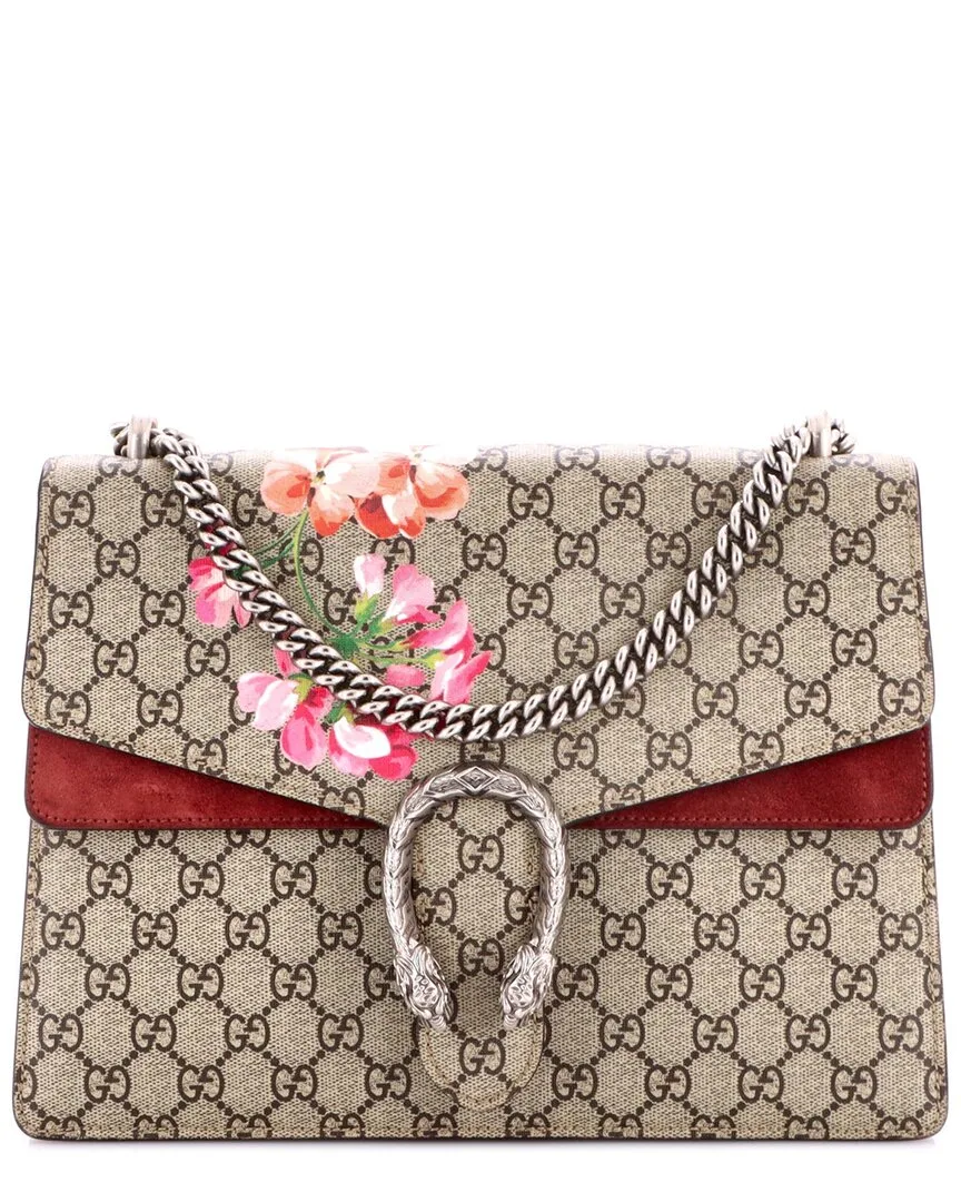 Red Blooms Print Gg Coated Canvas Dionysus Bag Medium (authentic Pre-Loved) by Gucci