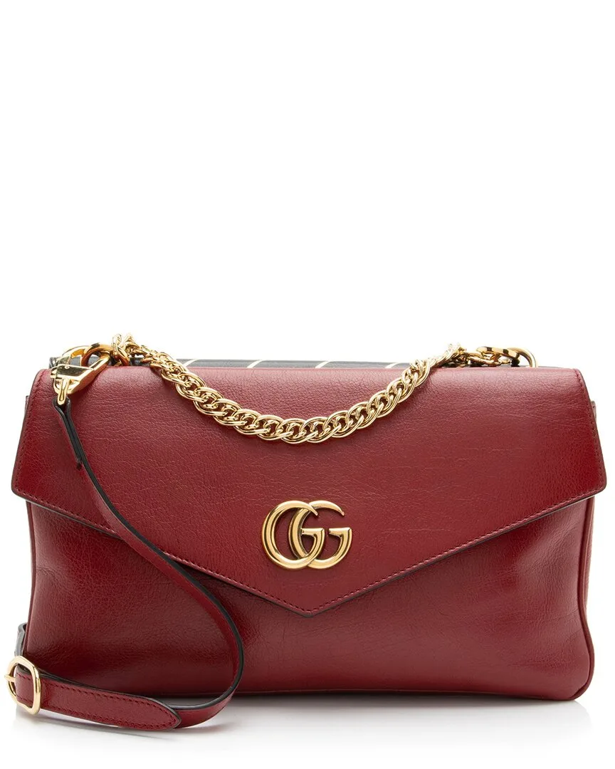 Black Calfskin Diagonal Gg Thiara Double Shoulder Bag (authentic Pre-Loved) by Gucci
