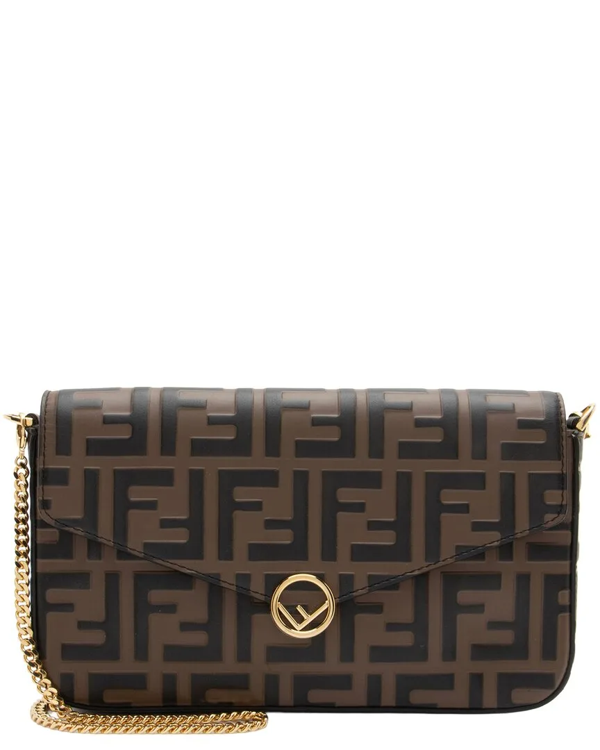 Brown Ff Embossed Calfskin F Is Fendi Wallet on Chain Bag (authentic Pre-Loved) by FENDI