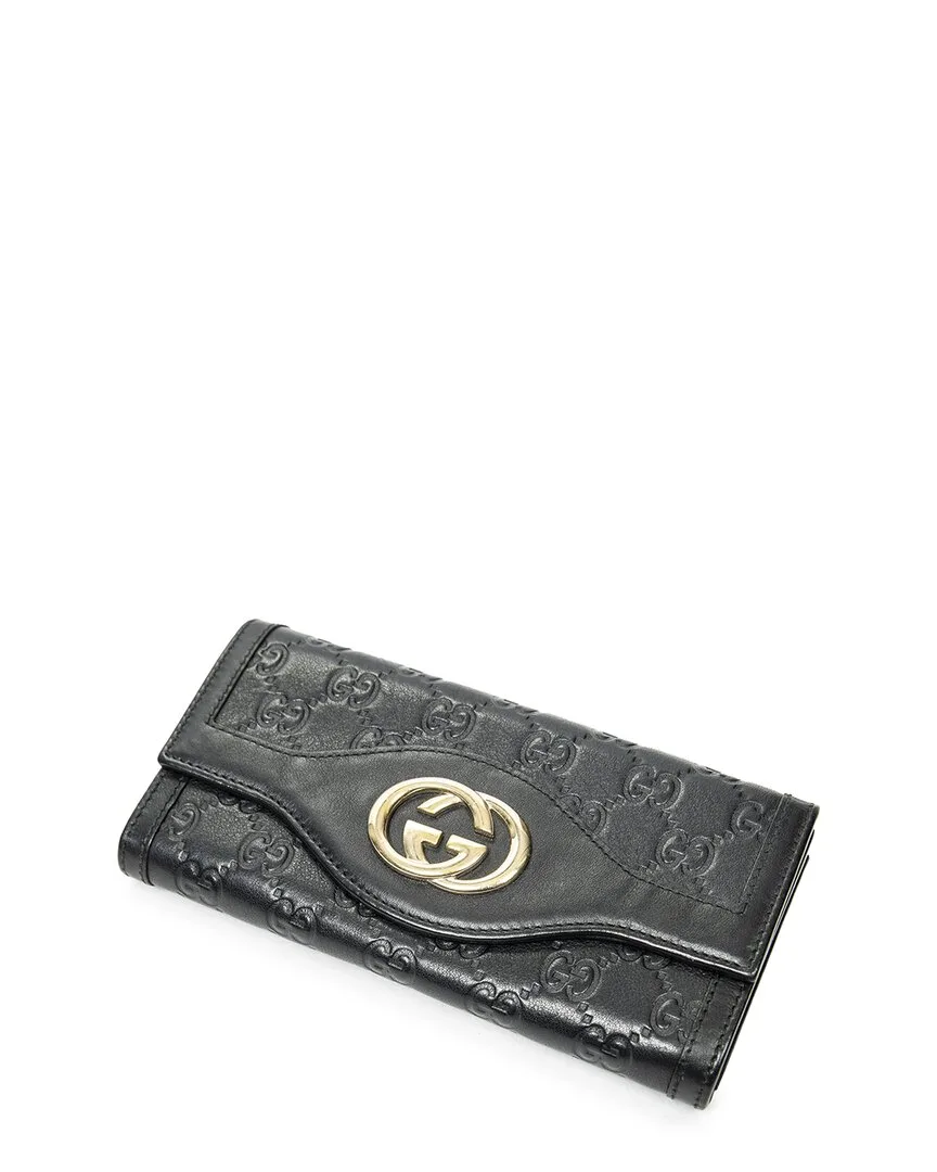 Black Guccissima Leather Interlocking G Continental Wallet (authentic Pre-Loved) by Gucci
