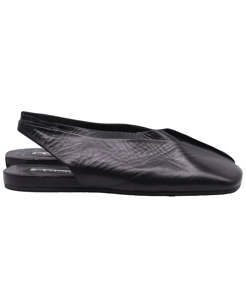 Leather Square-Toe Slingback Flat (authentic Pre-Loved) by Jil Sander