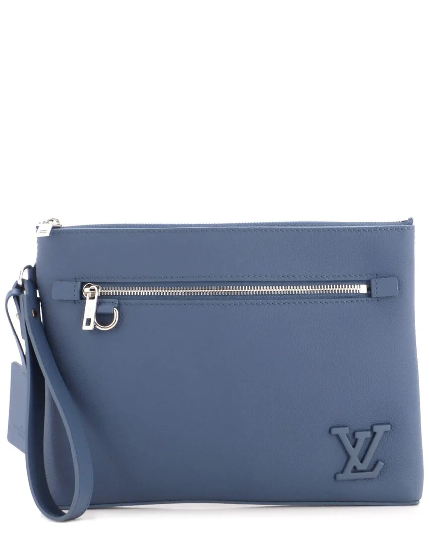 Blue Aerogram Leather Ipad Pouch (authentic Pre-Loved) by Louis Vuitton