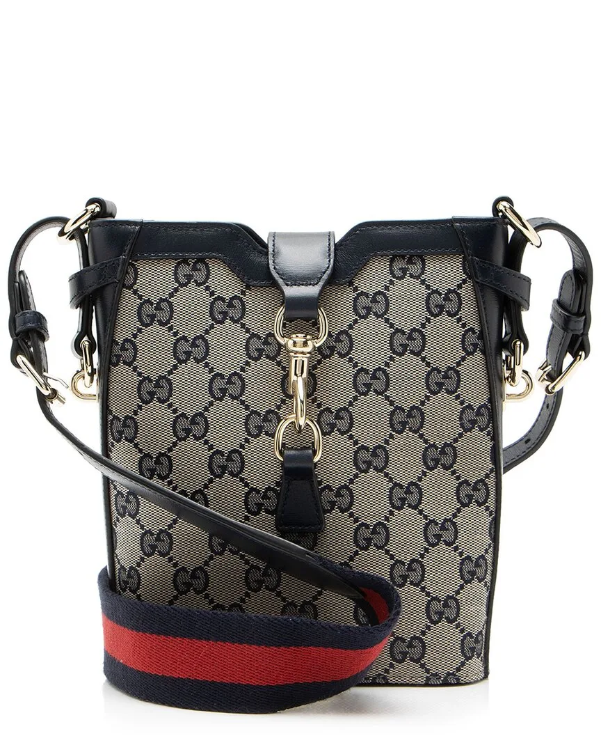 Blue Gg Canvas Jackie Small Bucket Bag (authentic Pre-Loved) by Gucci