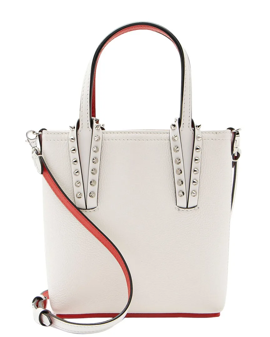 White Leather & Rubber N/S Cabata Mini Tote (authentic Pre-Loved) by Christian Louboutin