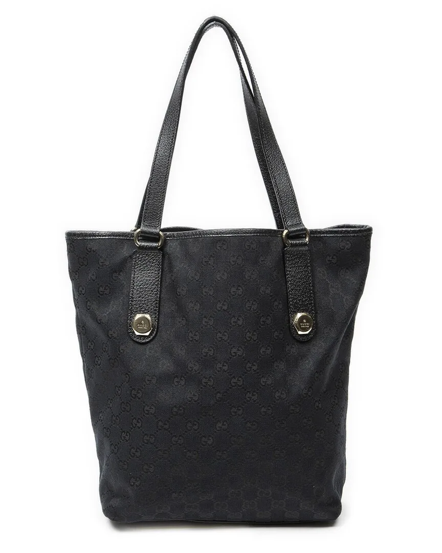 Black Monogrammed Canvas Charmy Tote (authentic Pre-Loved) by Gucci