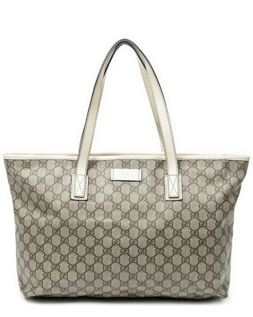 Beige & Ivory Supreme Coated Canvas Large Zip Tote (authentic Pre-Loved) by Gucci
