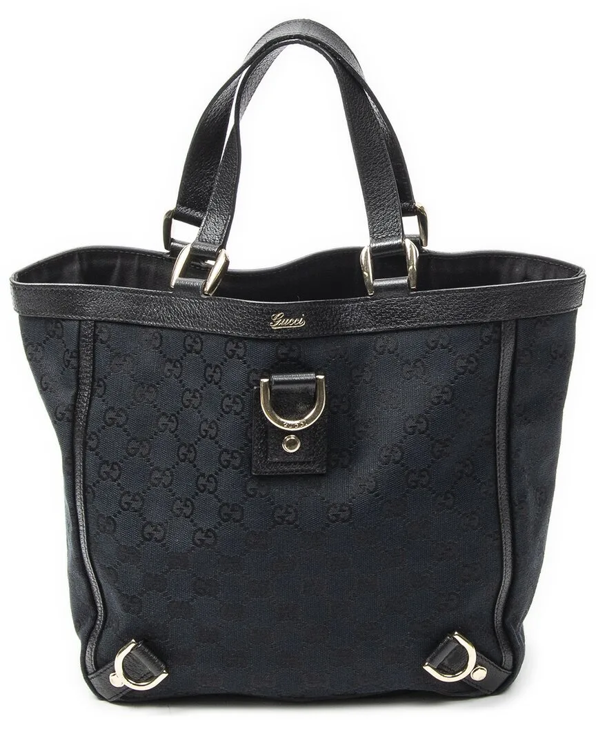 Black Monogrammed Canvas Small Abbey D-Ring Tote (authentic Pre-Loved) by Gucci