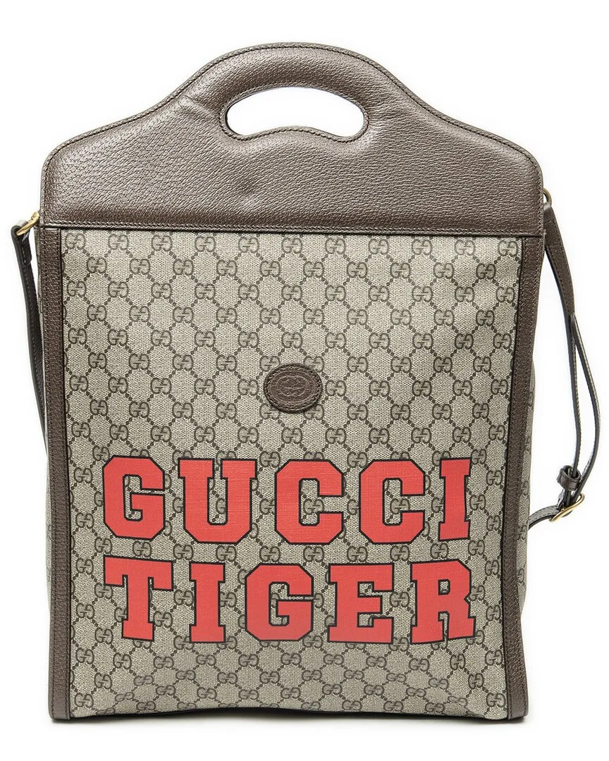 Beige Supreme Coated Canvas Tiger Convertible Soft Tote (authentic Pre-Loved) by Gucci