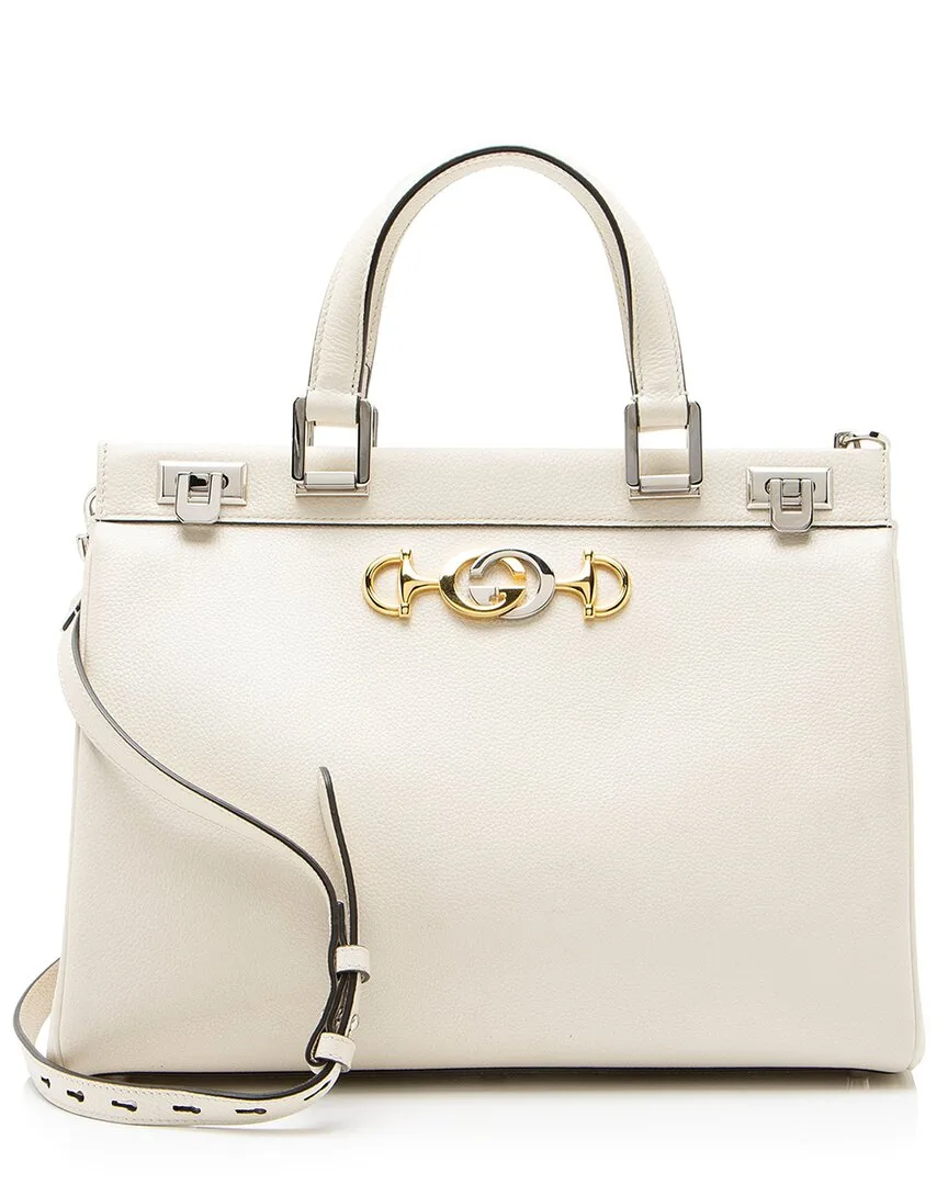 White Calfskin Zumi Medium Tote (authentic Pre-Loved) by Gucci