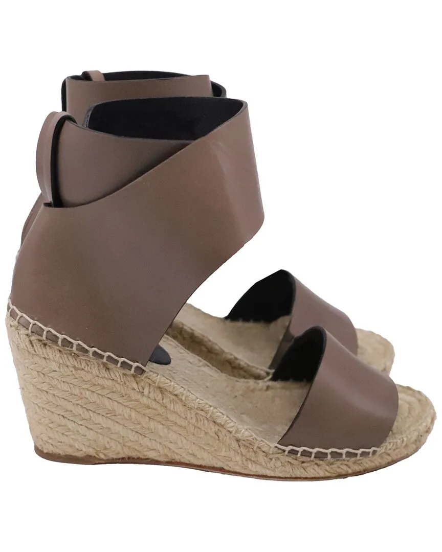 Leather Ankle Strap Espadrille Wedge Sandal (authentic Pre-Loved) by Celine