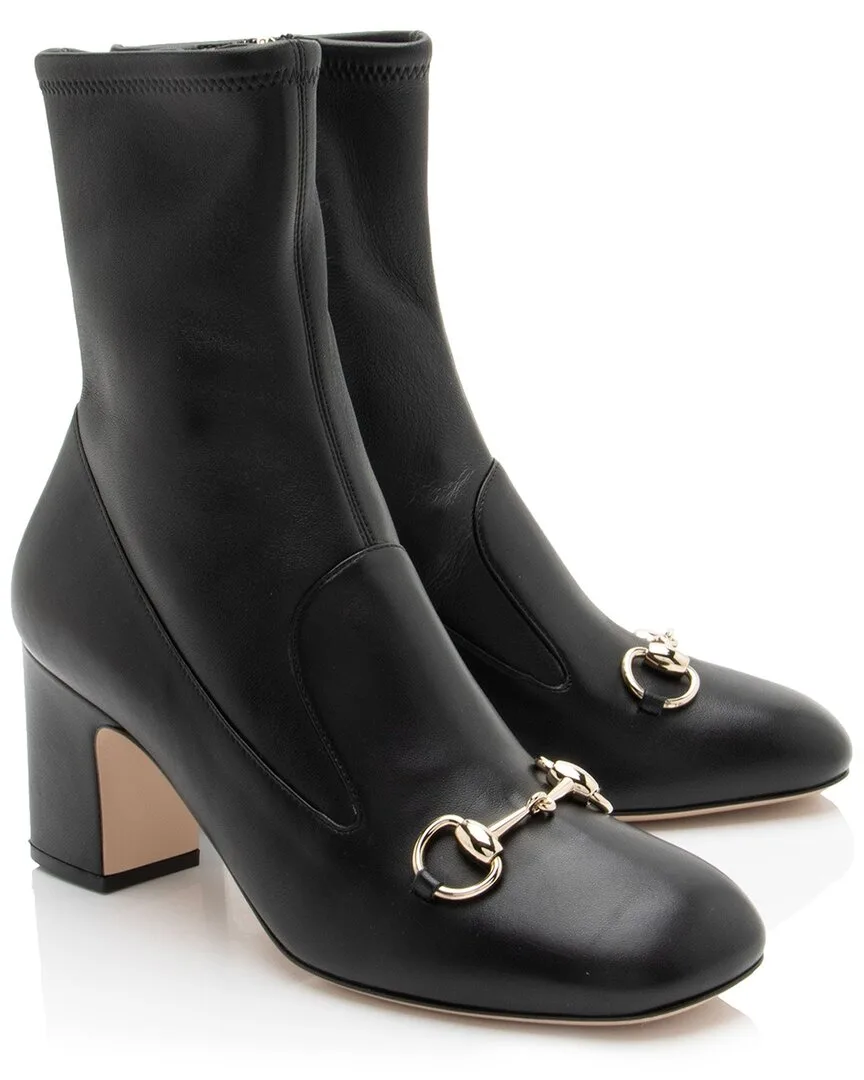 Leather Horsebit Bootie (authentic Pre-Loved) by Gucci