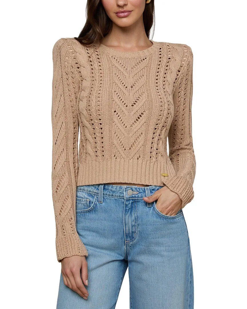 Mio Cable Crop Silk-Blend Pullover by L'AGENCE