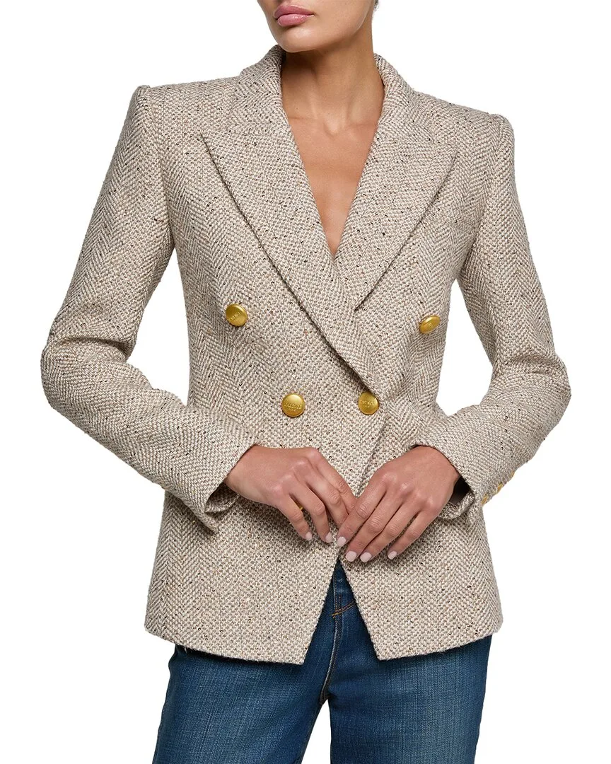 Kyomi Double Breasted Wool-Blend Blazer by L'AGENCE
