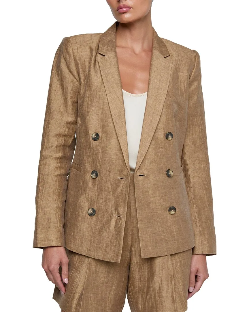 Colin Double Breasted Linen-Blend Blazer by L'AGENCE