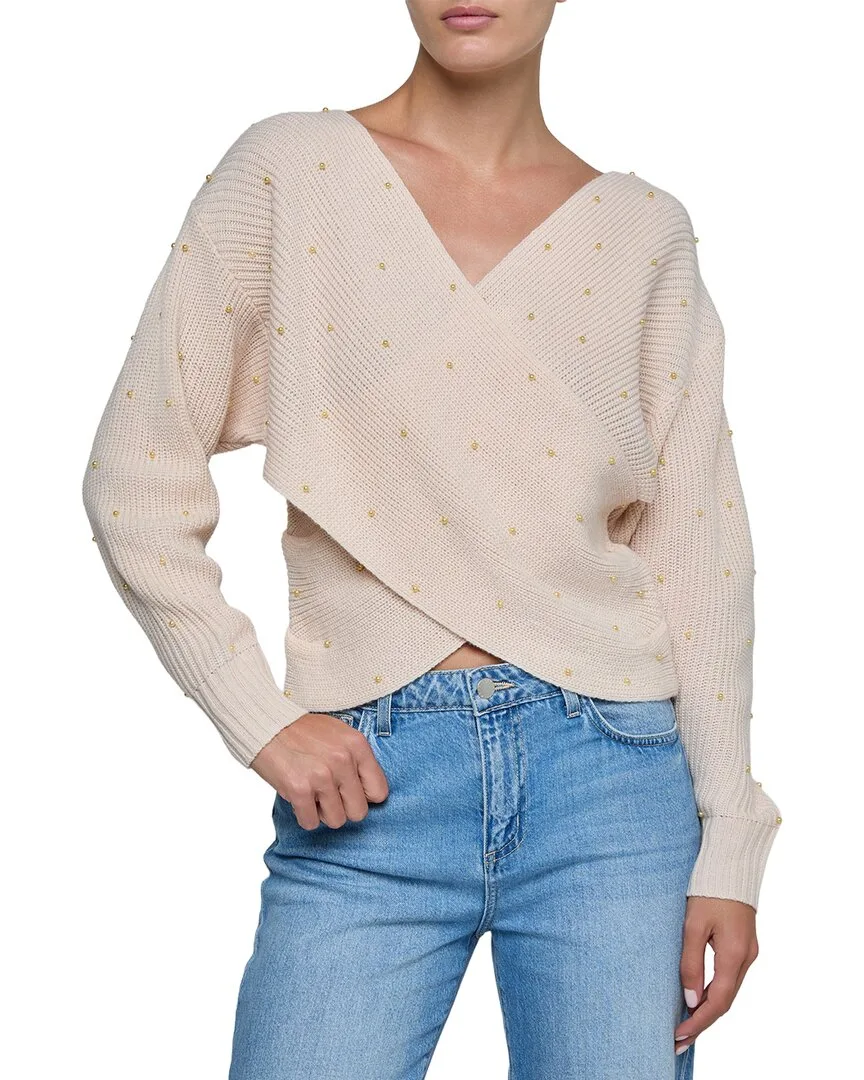 Antonella Studded Surplice Wool-Blend Sweater by L'AGENCE
