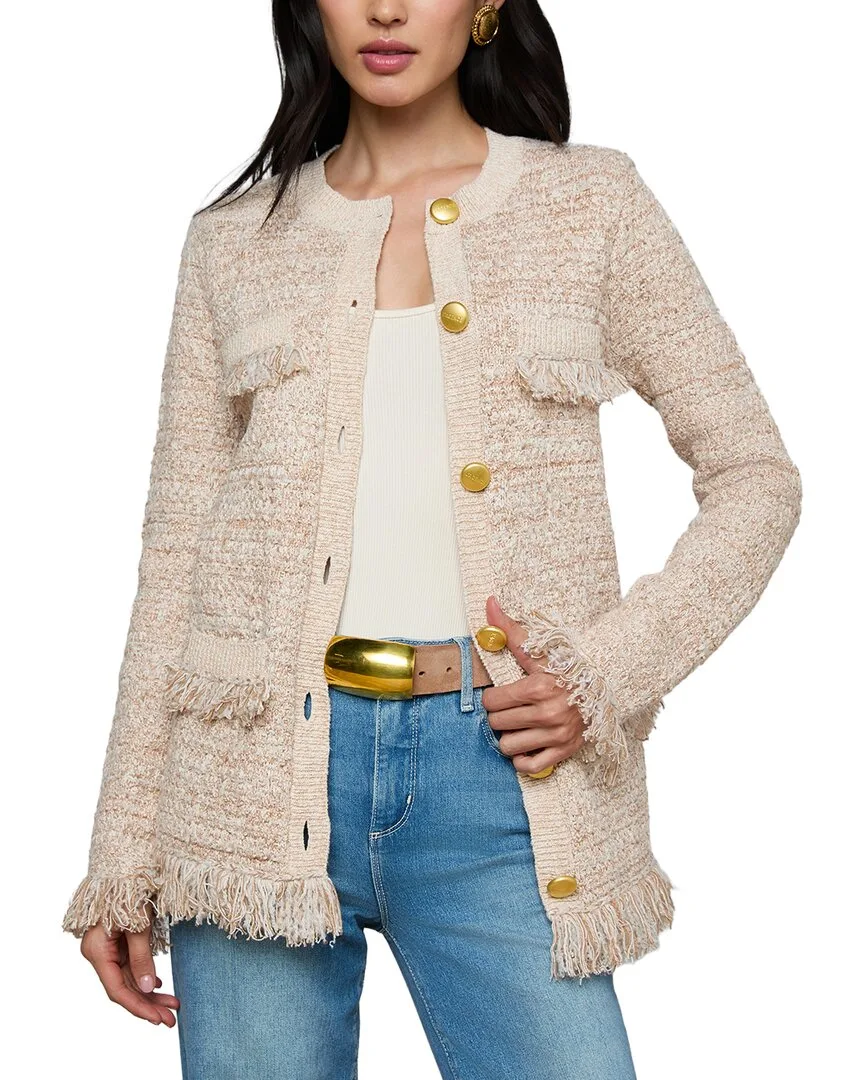 Kastoria Fringe Trim Cardigan by L'AGENCE
