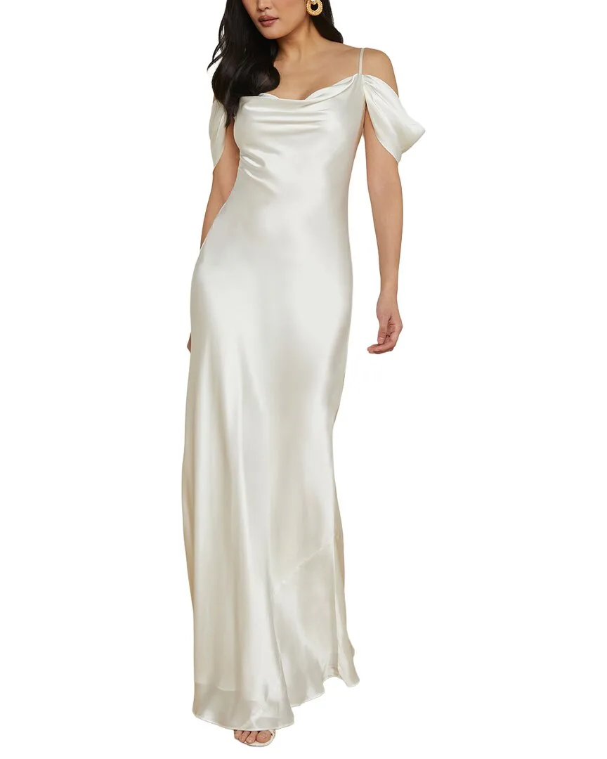 Kenna Cowl Cold-Shoulder Silk Dress by L'AGENCE