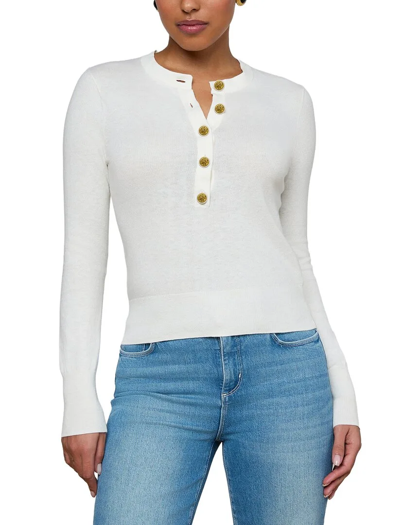 Ronda Knit Henley Silk-Blend Pullover by L'AGENCE