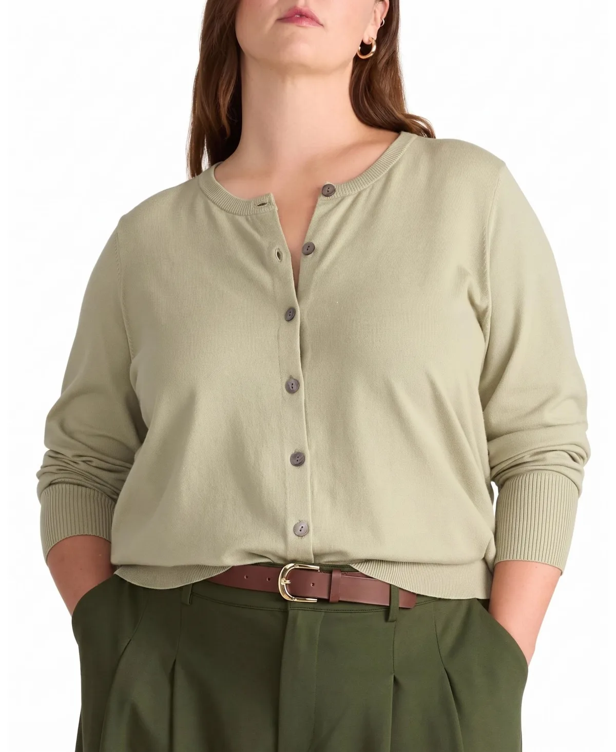 Universal Standard Savvy Fine Knit Long-Sleeve Crewneck Cardigan Sweatshirts by Universal Standard