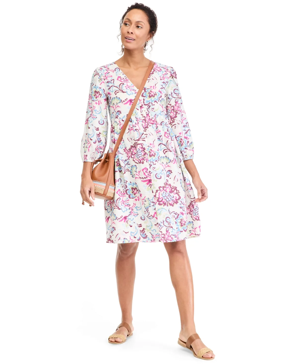 Style & Co V-Neck A-Line Floral Dress by Style & Co