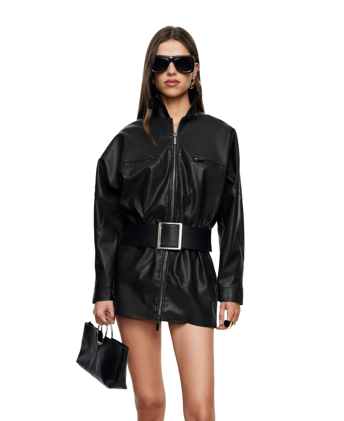 Night Shift Faux Leather Moto Jacket by Lioness
