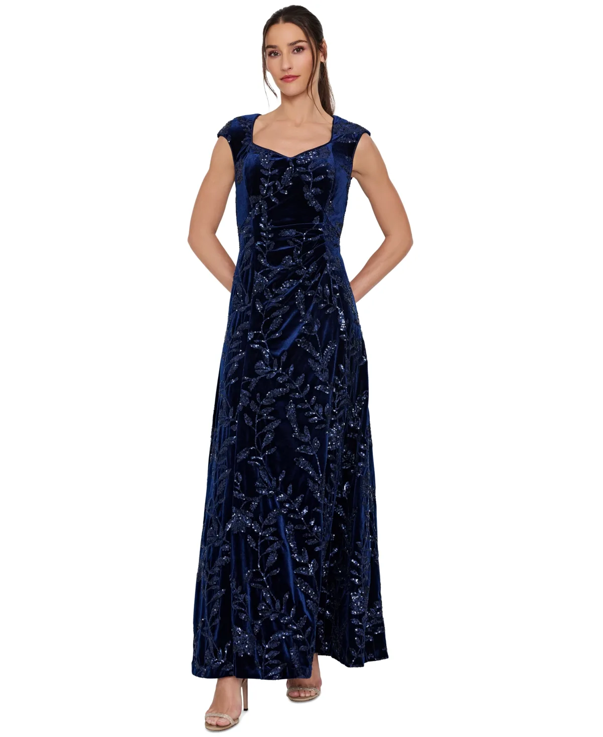 Floral-Print Sequin Velvet Gown by Tahari