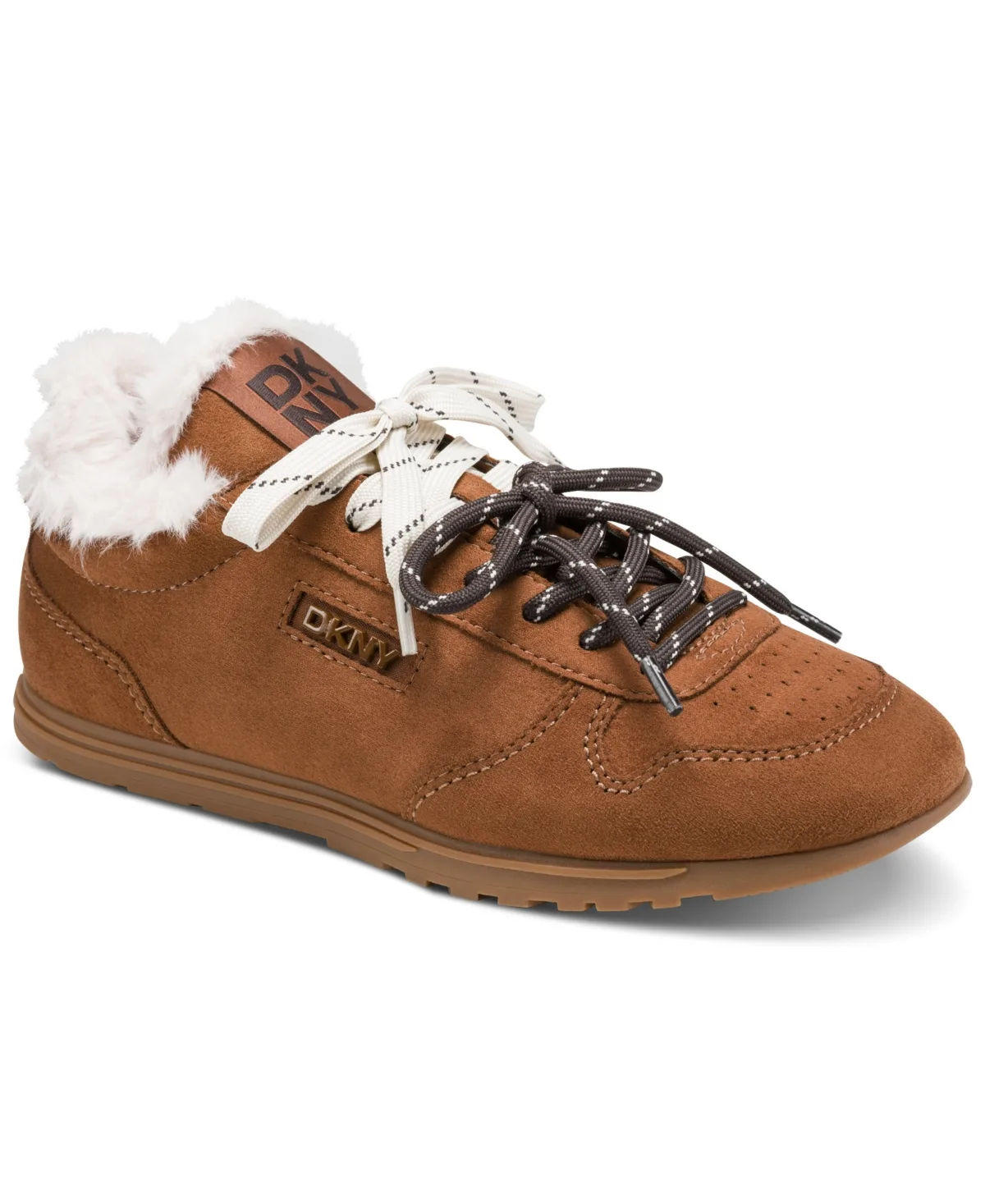 Amanda Faux Shearling Lace-Up Sneakers by DKNY