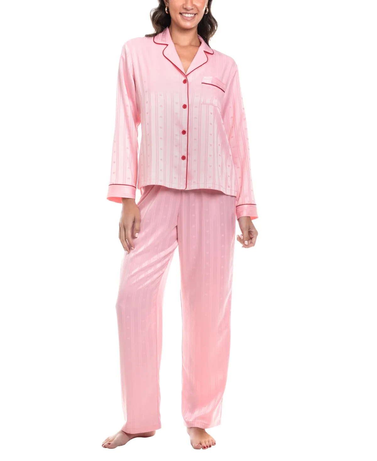 Satin Striped Collared Top and Pants, 2-Piece Set by Linea Donatella