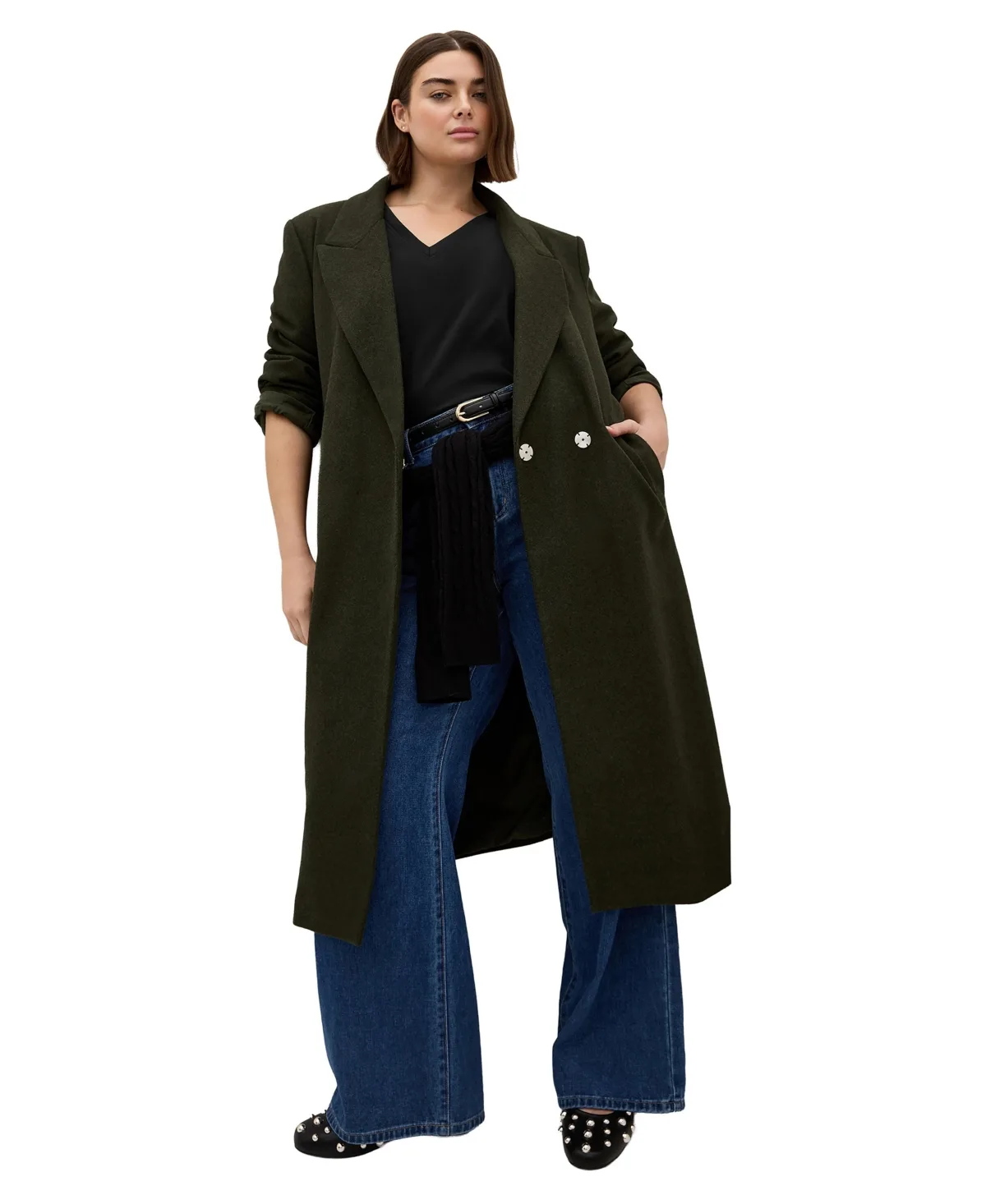 Naomi Longline Melton Coat by City Chic