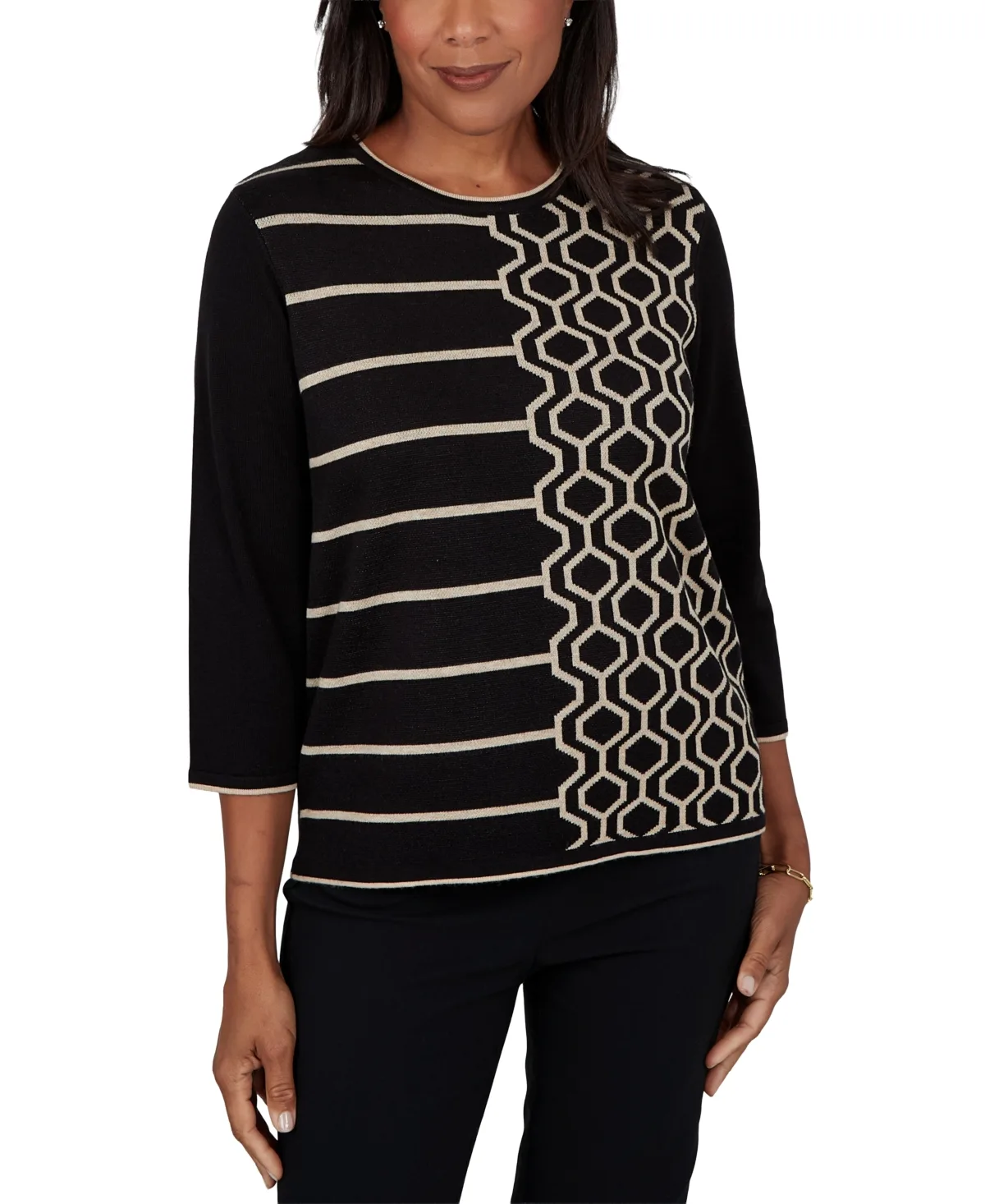 Crewneck 3/4-Sleeve Pullover Sweater by Alfred Dunner