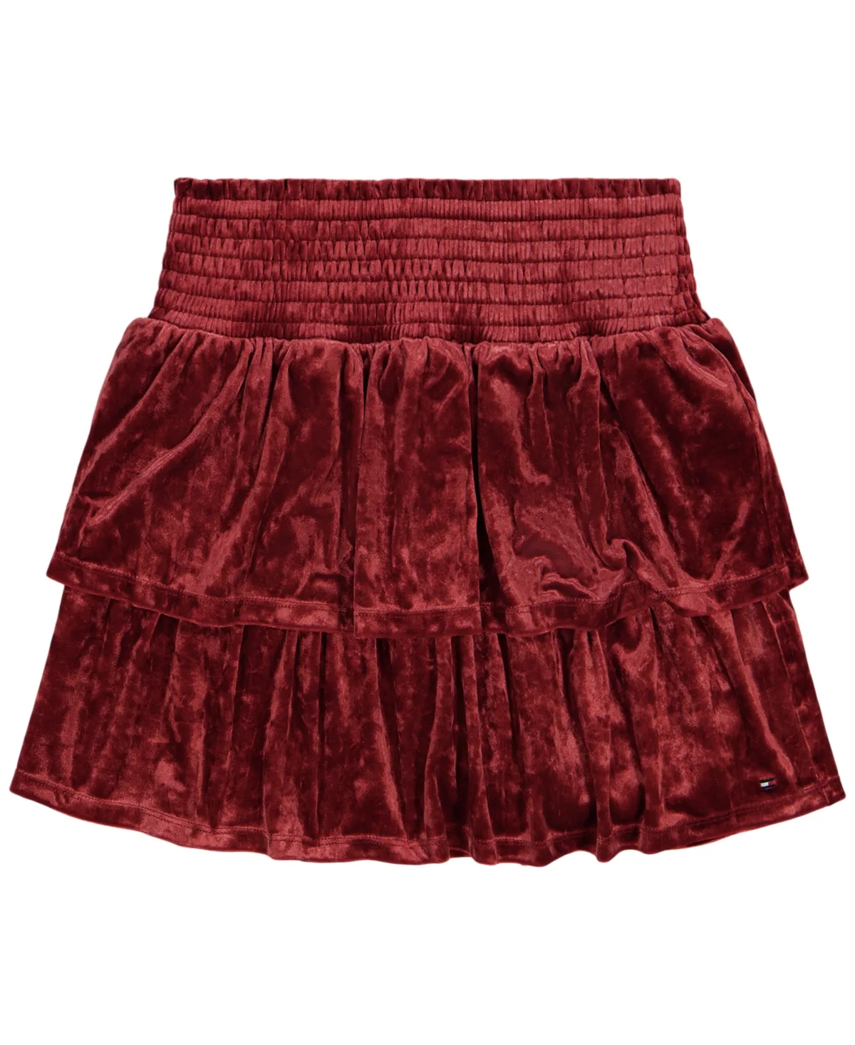 Panne Velvet Smocked Waist Tiered Skirt by Tommy Hilfiger