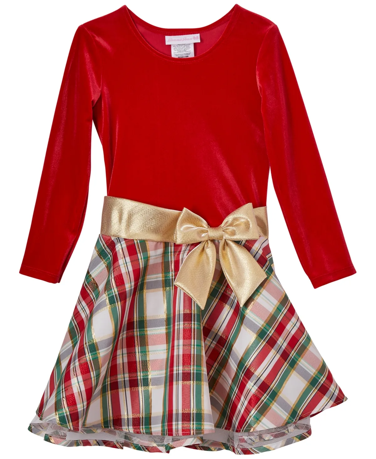 Long-Sleeve Velvet Holiday Dress by Bonnie Jean