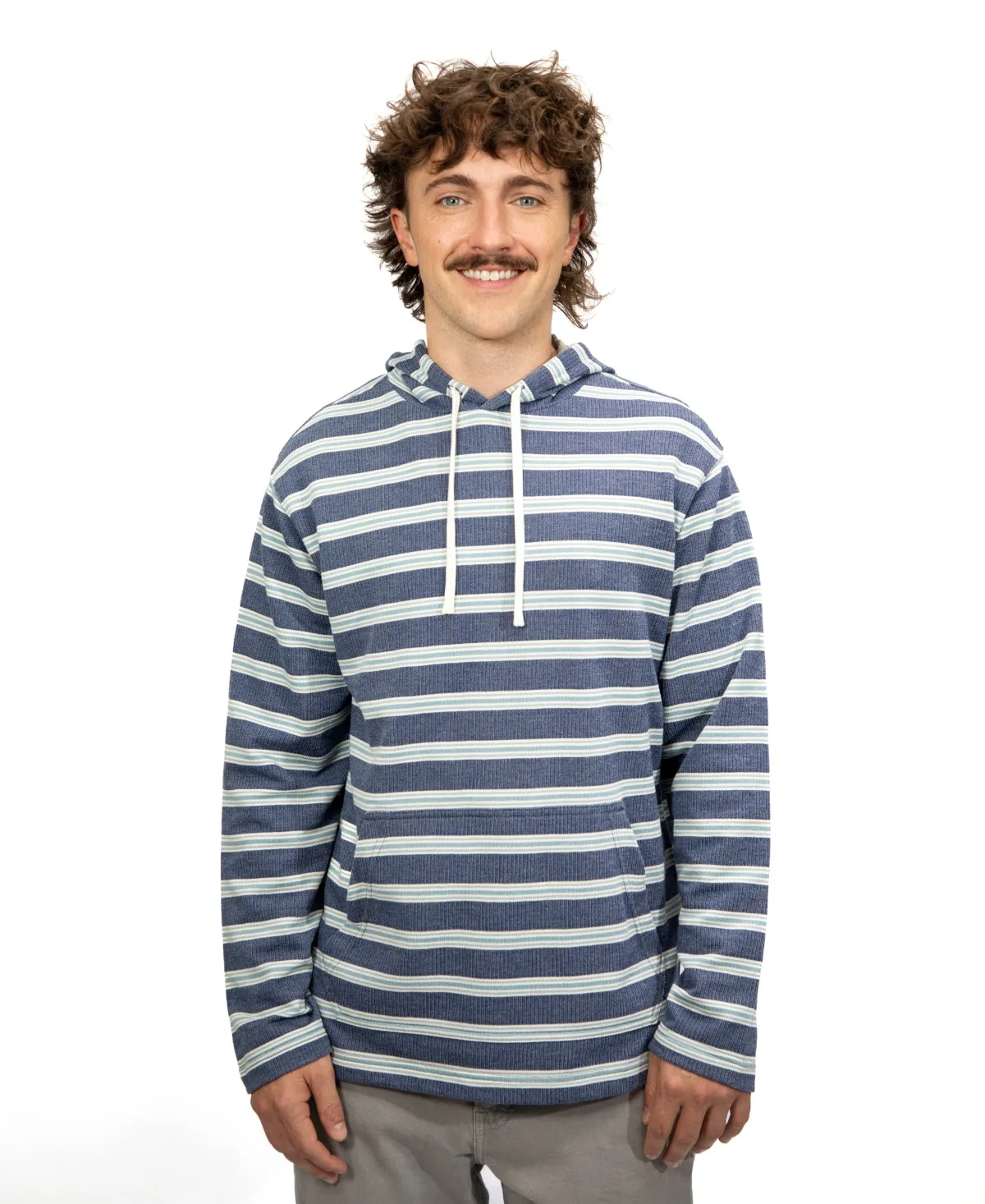 Hooded Yarn-Dyed Stripes French Terry Poncho by Coastline Surf Co
