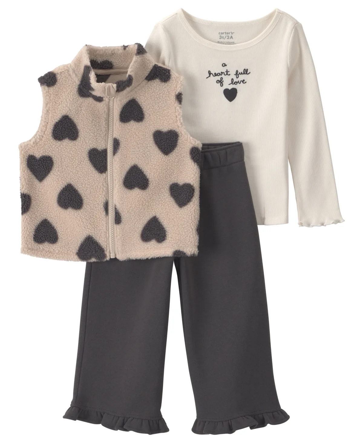 A Heart Full of Love Fleece Long-Sleeve Vest, Top and Pants, 3-Piece Set by Carter's
