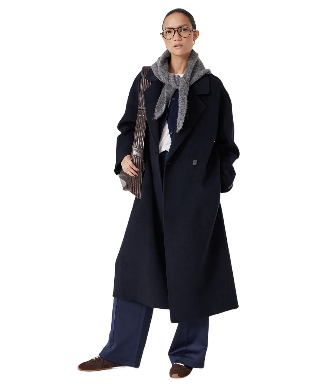 Mili Double Breasted Relaxed-Fit Wool Coat by Hush