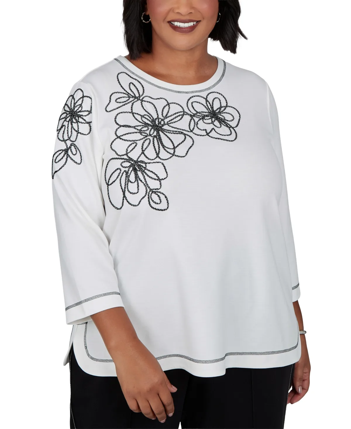 3/4-Sleeve Colorblock Blouse by Alfred Dunner