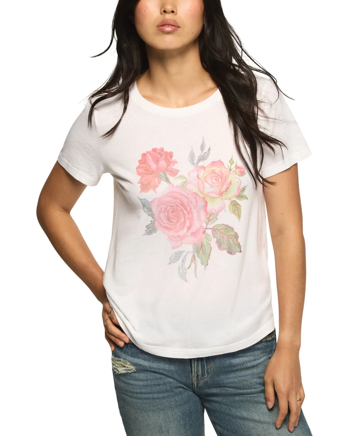 Love Is the Answer Roses Floral Graphic Crewneck Short-Sleeve T-Shirt by Lucky Brand
