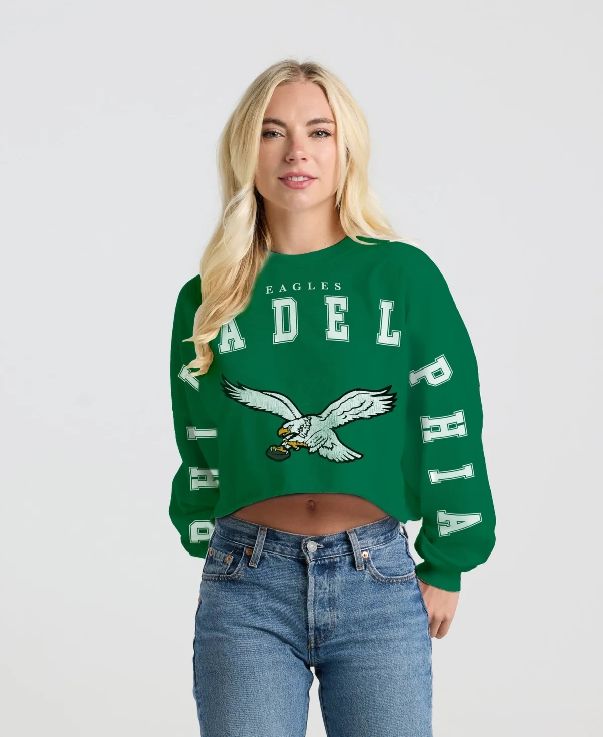 Philadelphia Eagles Cropped Long-Sleeve T-Shirt by Spirit Jersey
