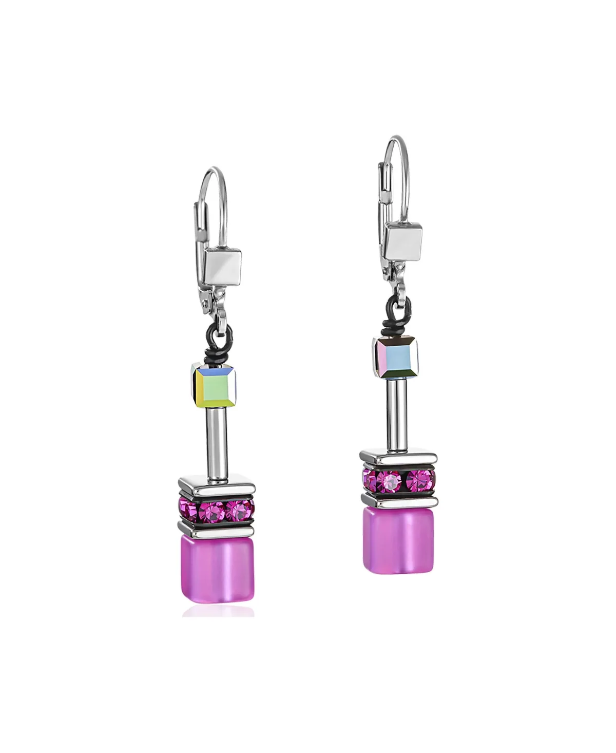 Multi-Stone GeoCUBE Geometric Drop Earrings by Coeur De Lion