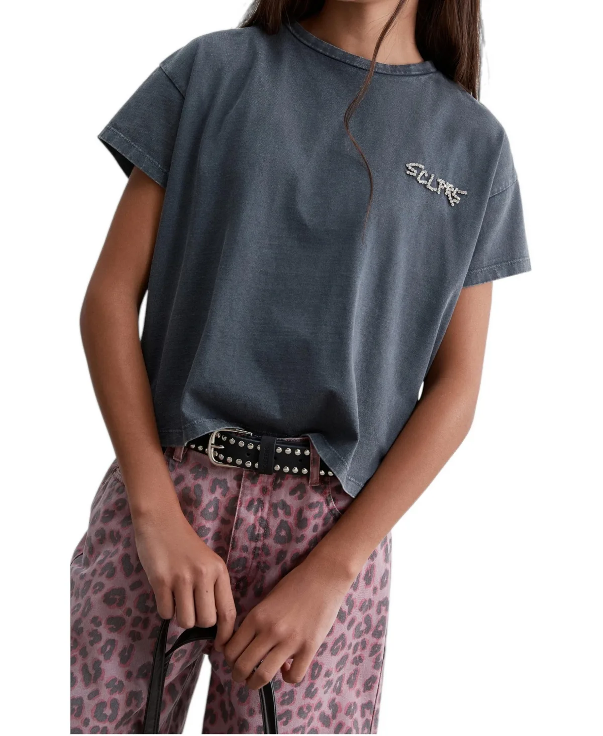 Rhinestone Detail T-Shirt by Scalpers