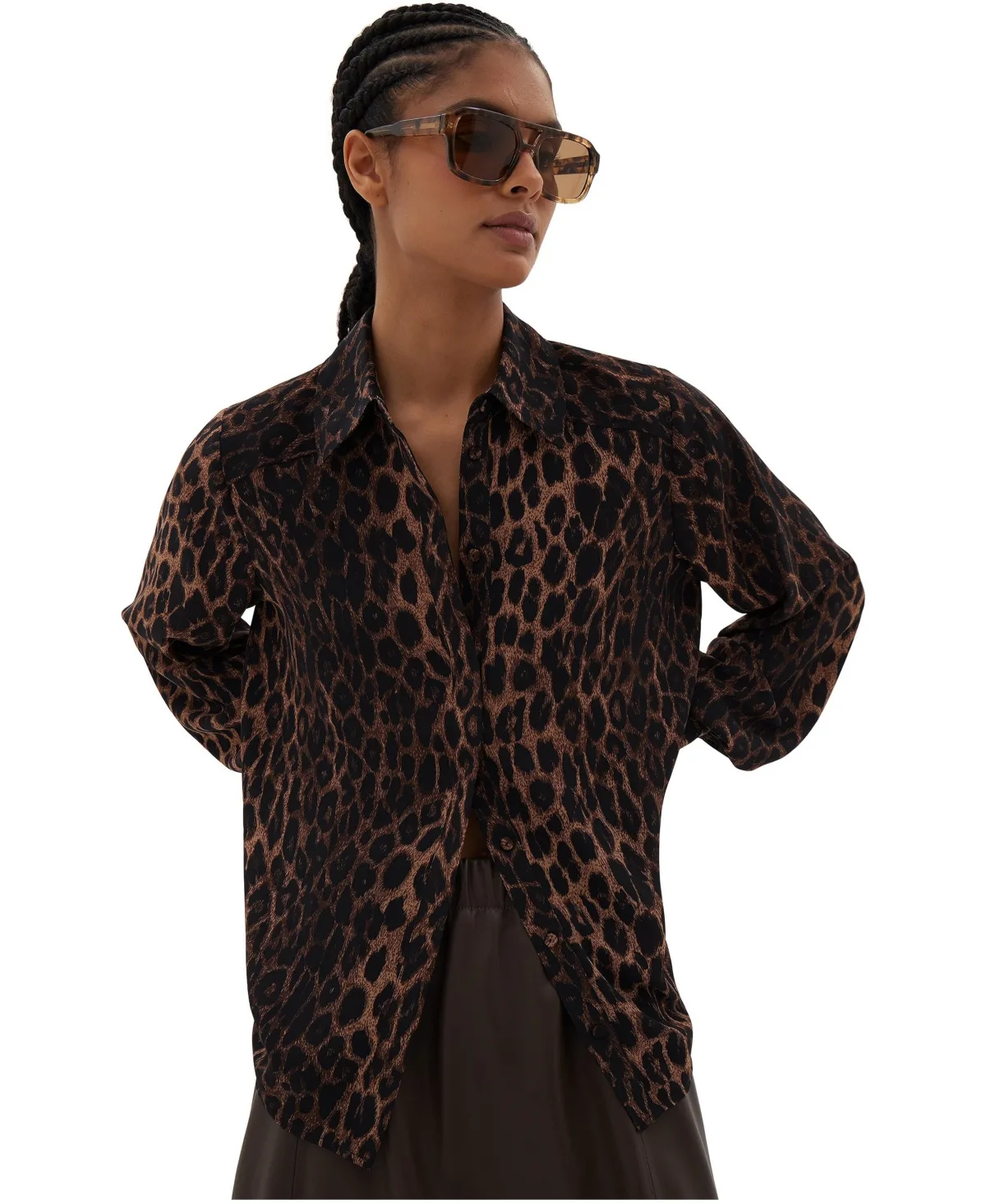 Chiffon Printed Long Sleeve Shirt by Hush
