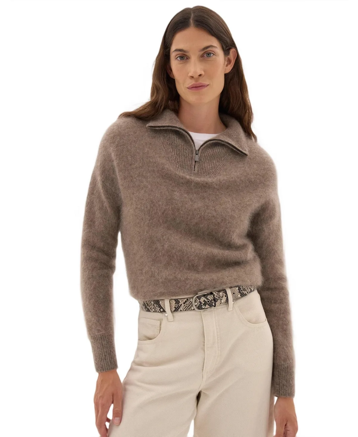Seraphine Quarter-Zip Long-Sleeve Wool Sweater by Hush