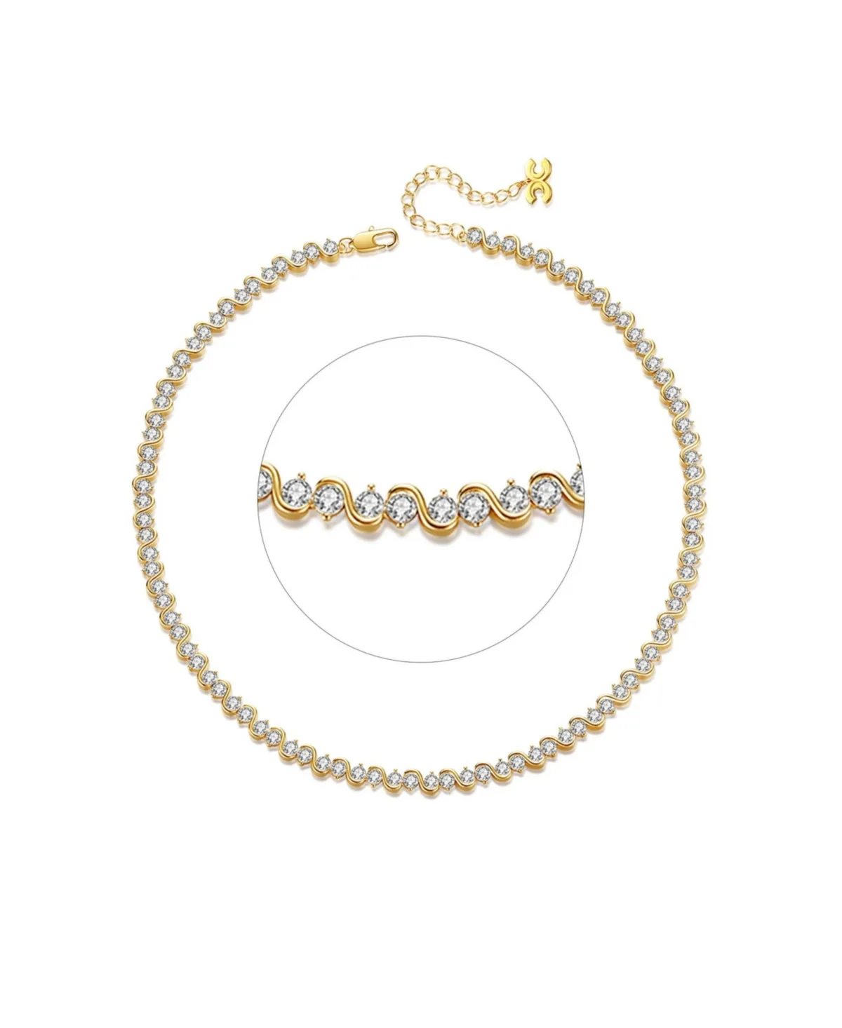Cubic Zirconia Wave Tennis Choker Necklace by Classicharms
