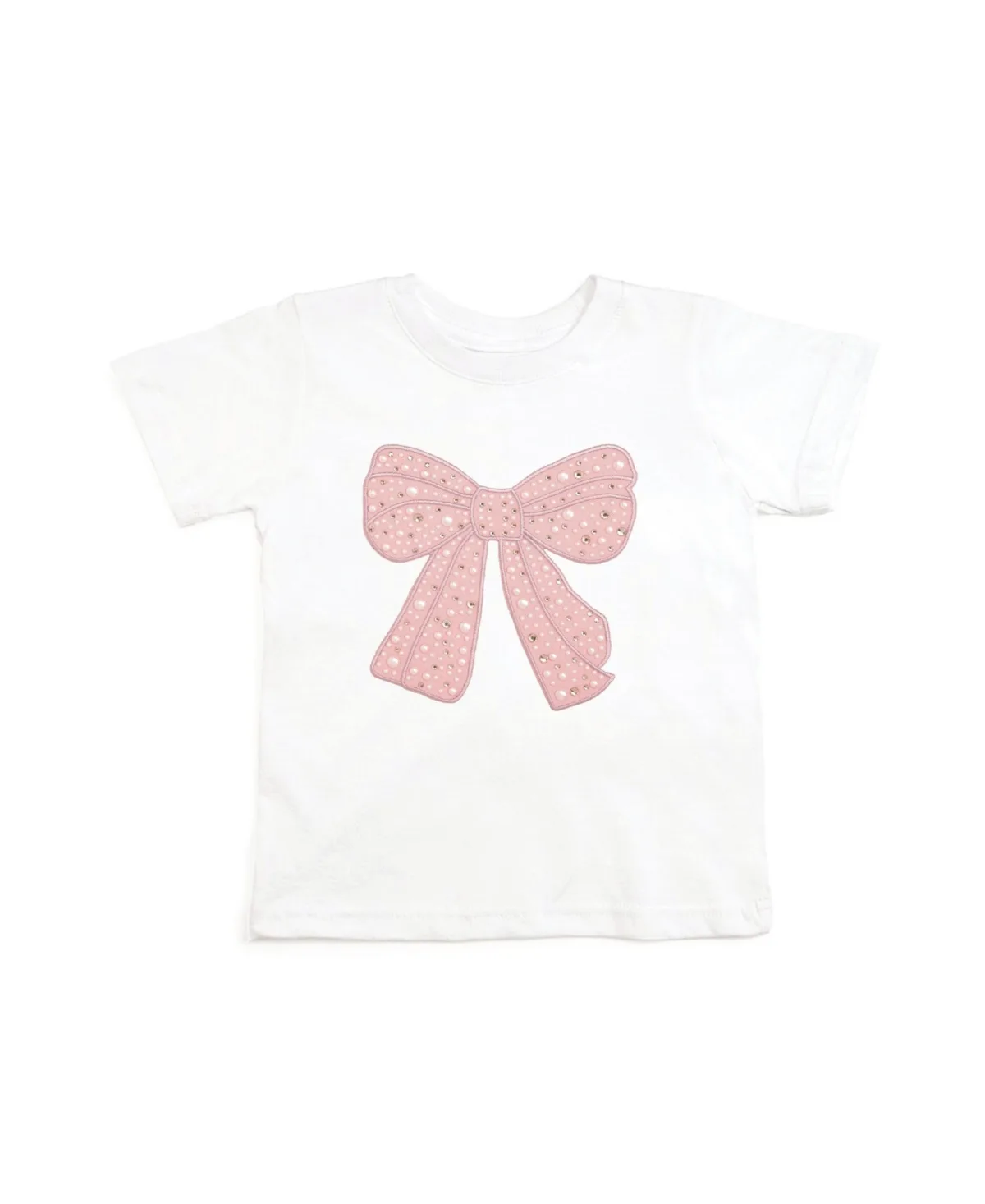 Shimmer Bow Patch Crewneck Short Sleeve Graphic T-Shirt by Sweet Wink
