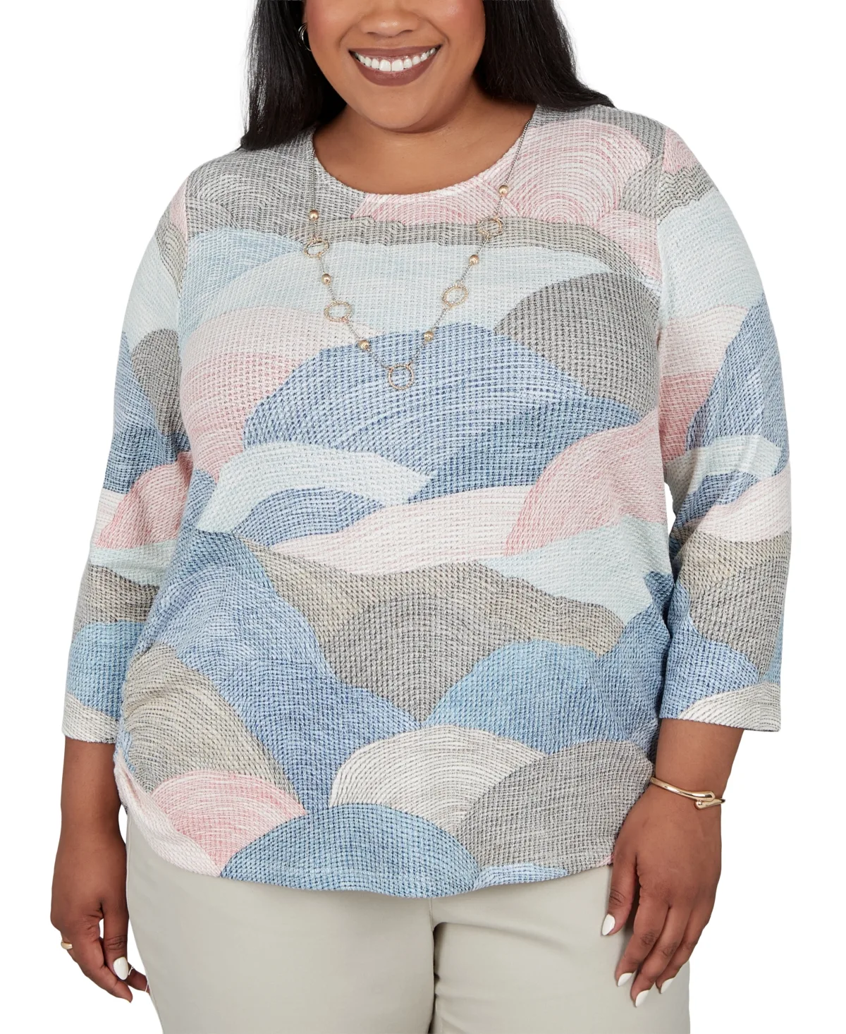 3/4-Sleeve Ruched Blouse by Alfred Dunner