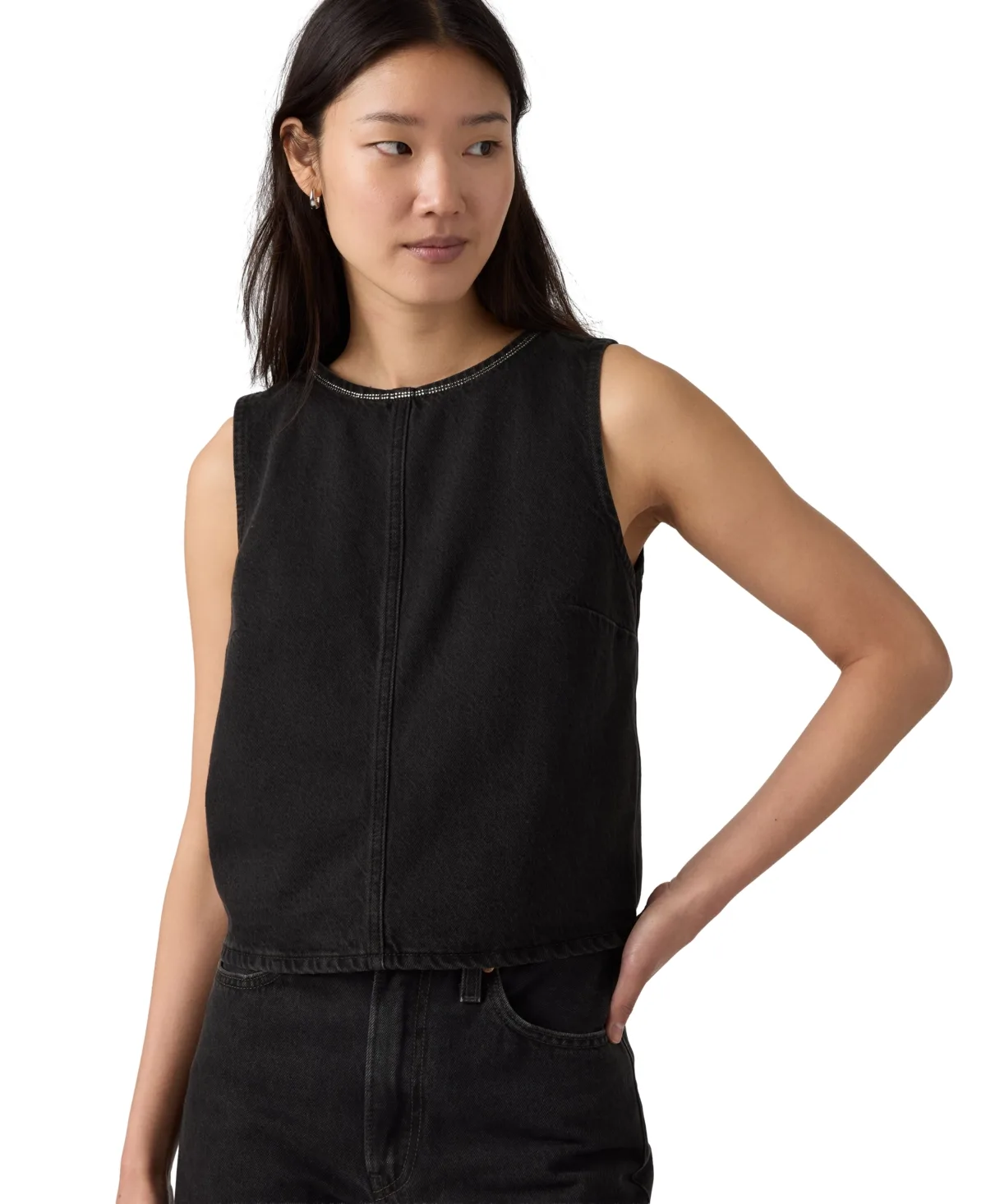 Rhinestone Cropped Denim Tank Top by Levi's
