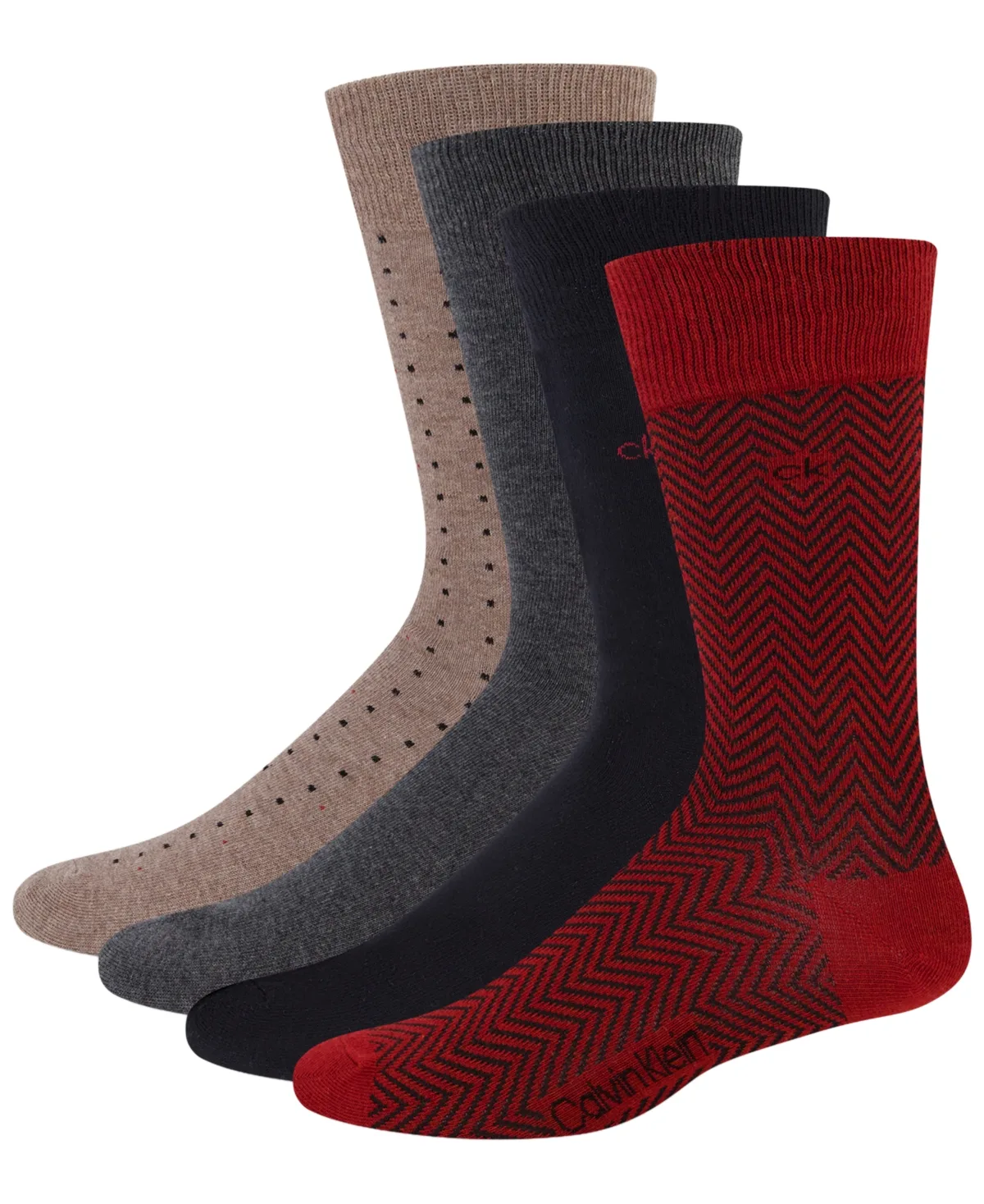 Combed Cotton-Blend Crew Dress Socks, 4-Pack by Calvin Klein