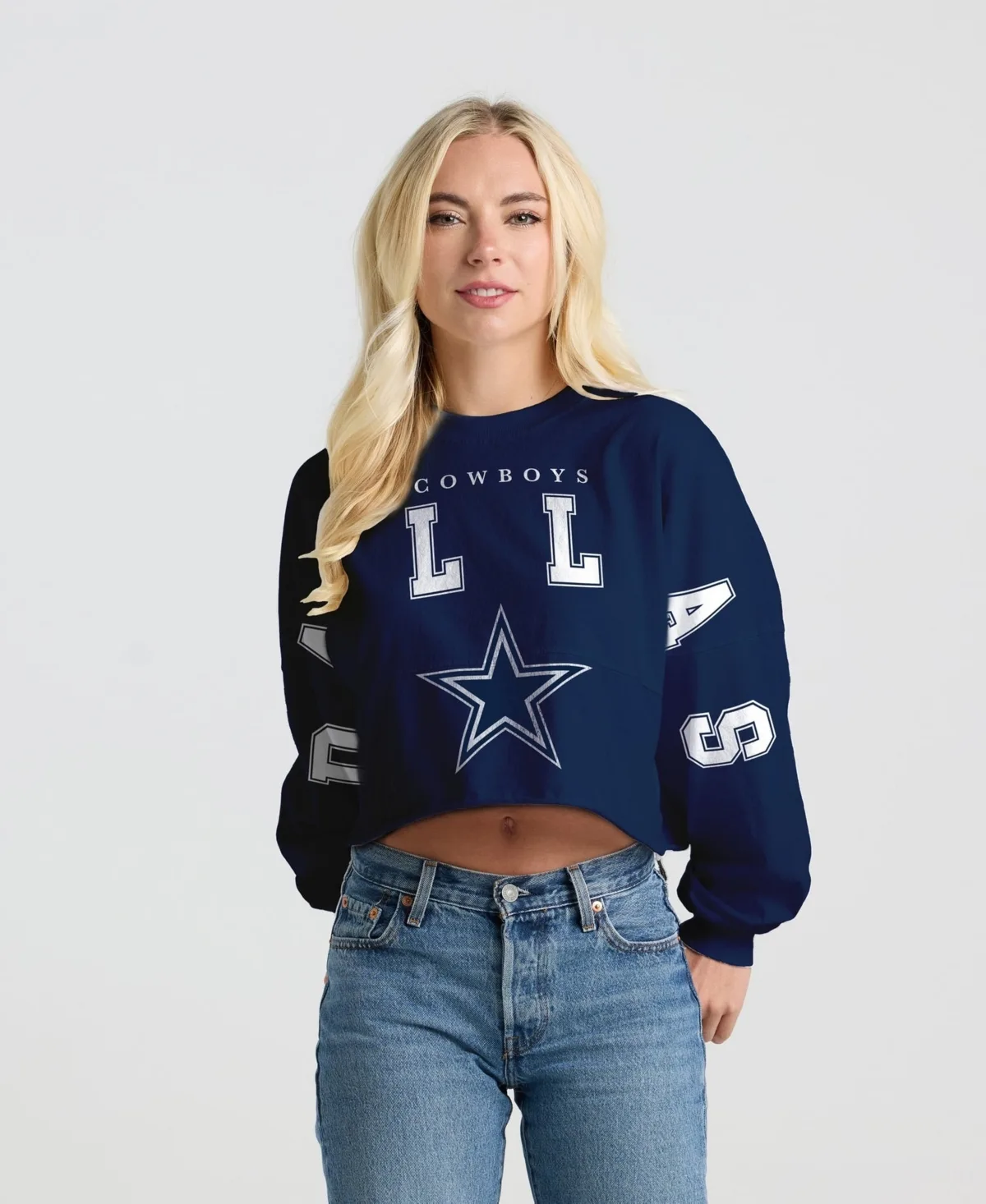 Dallas Cowboys Cropped Long-Sleeve T-Shirt by Spirit Jersey